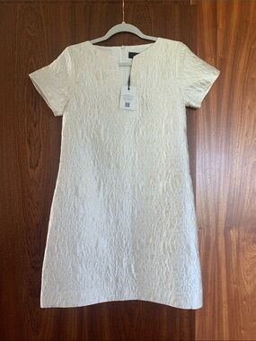Ivory Textured Mini Shift Dress - Unbranded